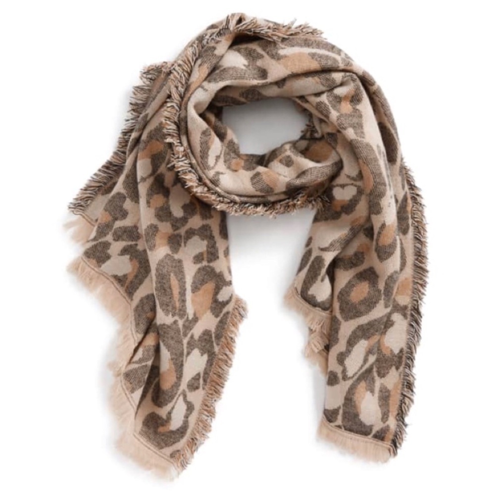 BP Leopard Print Scarf in Brown and Tan